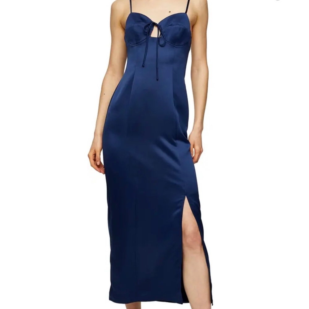 Topshop Bustier Bodice Satin Midi Slipdress